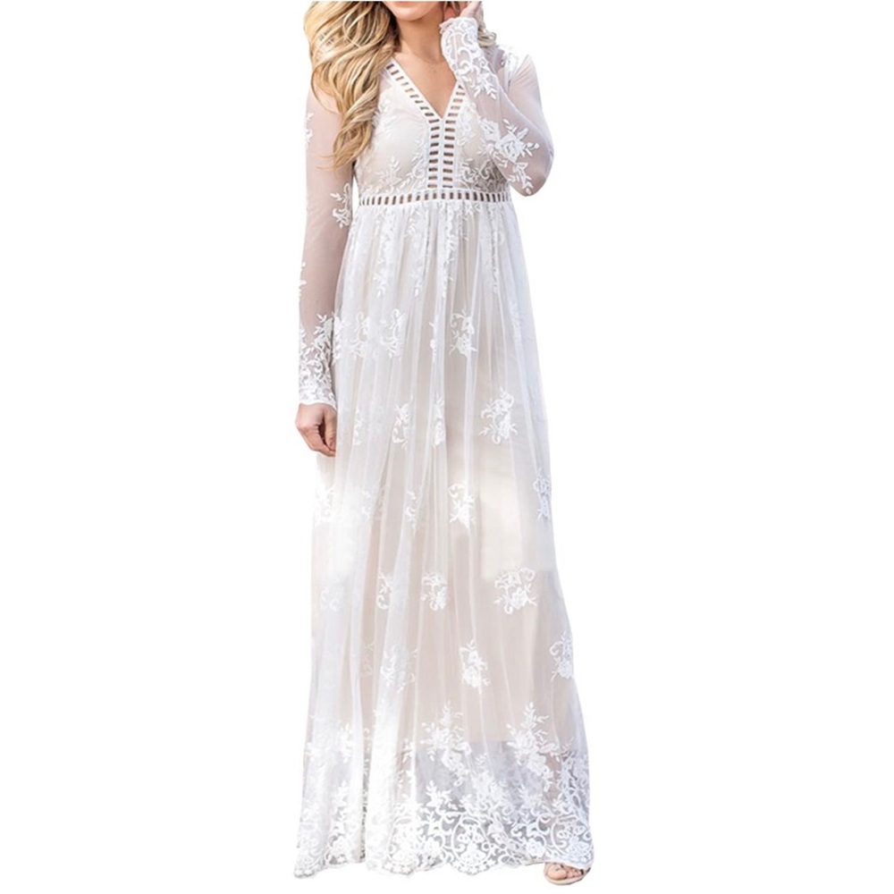 White lace embroidered dress